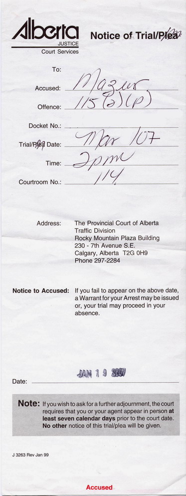 Notice of Trial