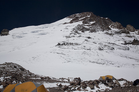 Click for full-size gallery. Looking up at the route we would take on our way up.