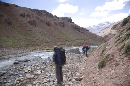 Click for full-size gallery. We took off our hikers and crossed this gentle-looking stream.