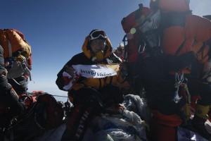 Wiktor on the summit of Mount Everest