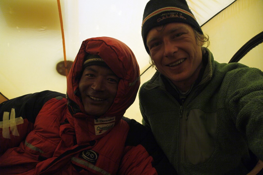 Lhakpa Nuru Sherpa and myself in Camp 4, 8000m, 16 May 2010